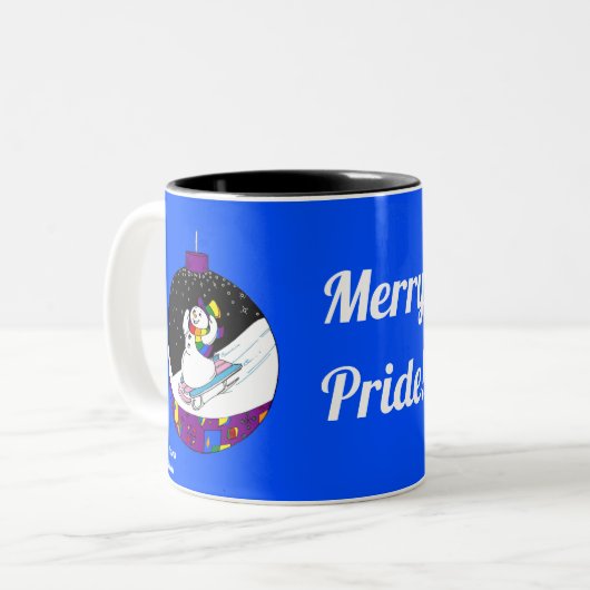 Merry Pride Snowman Zweifarbige Tasse (Vorderseite Links)