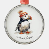 Merry Puffin Ornament Aus Metall (Vorne)