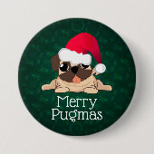 Merry Pugmas 3" Round Button (Vorderseite)