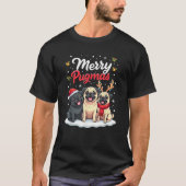 Merry Pugmas Christmas Family Pyjama PJS Dog Funny T-Shirt (Vorderseite)
