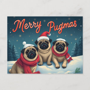 Merry Pugmas Feiertagspostkarte