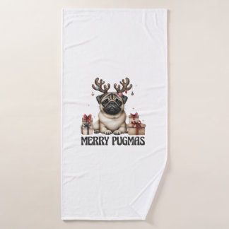 Merry Pugmas Frohe Weihnachten Funny Mops Hund Badehandtuch