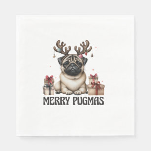 Merry Pugmas Frohe Weihnachten Funny Mops Hund Serviette