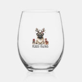 Merry Pugmas Frohe Weihnachten Funny Mops Hund Weinglas Ohne Stiel (Vorderseite)