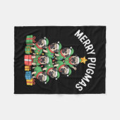 Merry Pugmas Funny Pug Christmas Tree Holiday Long Fleecedecke (Vorderseite (Horizontal))
