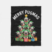 Merry Pugmas Funny Pug Christmas Tree Holiday Long Fleecedecke (Vorderseite)