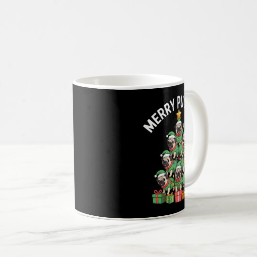 Merry Pugmas Funny Pug Christmas Tree Holiday Long Kaffeetasse (VorderseiteRechts)