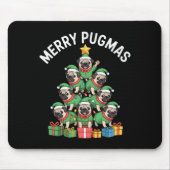 Merry Pugmas Funny Pug Christmas Tree Holiday Long Mousepad (Vorne)