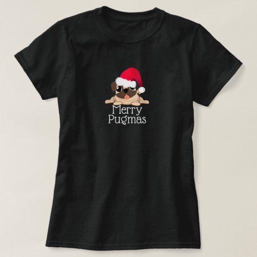 Merry Pugmas Mops Dog T - Shirt (Design vorne)