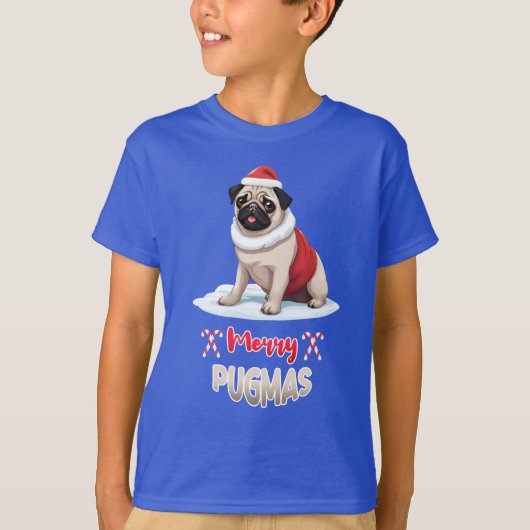 Merry Pugmas Niedlich Baby Pet Lover Santa Dog T-Shirt (Vorderseite)