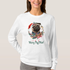 Merry PugMas - Niedlicher Mops Tragen von Weihnach T-Shirt
