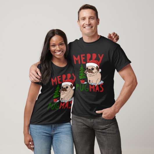 Merry Pugmas Niedlicher Weihnachts-Mops Klassische T-Shirt (Unisex)