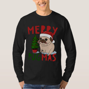 Merry Pugmas Niedlicher Weihnachts-Mops Klassische T-Shirt