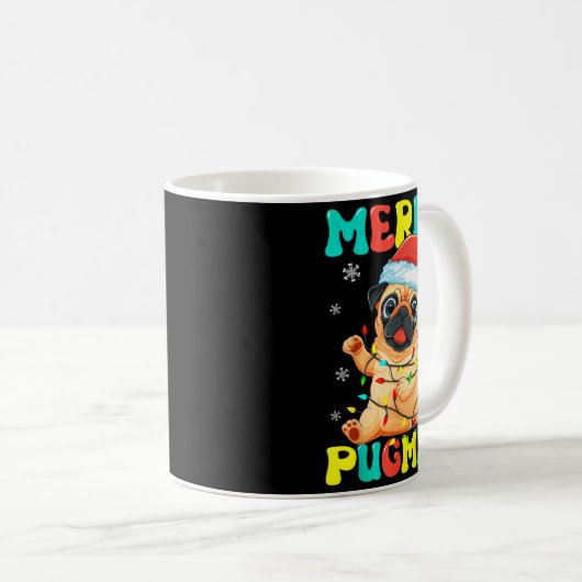 Merry Pugmas Pug Christmas Santa Pug Xmas Lights D Kaffeetasse (VorderseiteRechts)