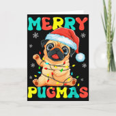 Merry Pugmas Pug Christmas Santa Pug Xmas Lights D Karte (Vorderseite)