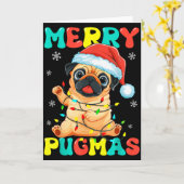 Merry Pugmas Pug Christmas Santa Pug Xmas Lights D Karte (Gelbe Blume)