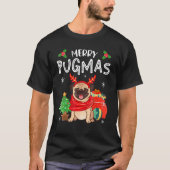 Merry Pugmas Pug Dog Christmas Xmas Funny T-Shirt (Vorderseite)