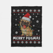 Merry Pugmas Ugly Christmas Sweater Cute Pug Dog Fleecedecke (Vorderseite)