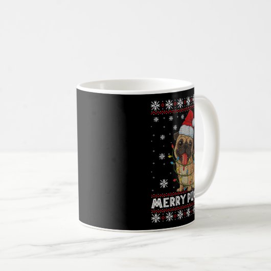 Merry Pugmas Ugly Christmas Sweater Cute Pug Dog  Kaffeetasse (VorderseiteRechts)