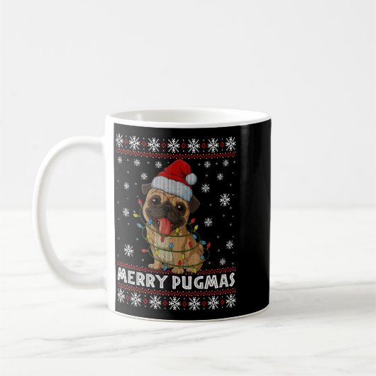 Merry Pugmas Ugly Christmas Sweater Cute Pug Dog  Kaffeetasse (Links)