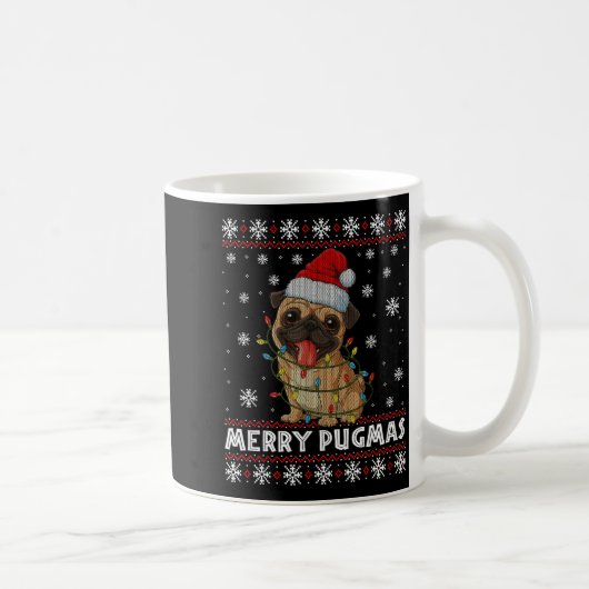 Merry Pugmas Ugly Christmas Sweater Cute Pug Dog Kaffeetasse (Rechts)