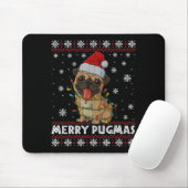 Merry Pugmas Ugly Christmas Sweater Cute Pug Dog Mousepad (Mit Mouse)