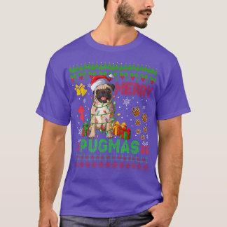 Merry Pugmas Weihnachten Lichter Weihnachtslieder T-Shirt