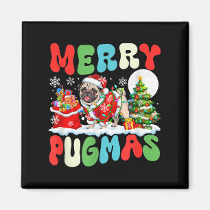Merry Pugmas Weihnachten Weihnachten Mops Farbenfr Magnet