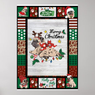 Merry Pugmas Xmas Mops Weihnachts Party Mops Lover Poster
