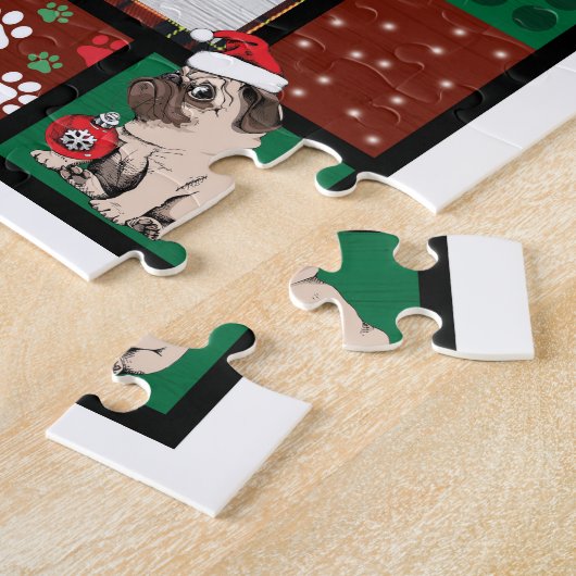 Merry Pugmas Xmas Mops Weihnachts Party Mops Lover Puzzle (Seite)