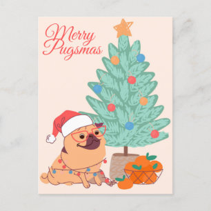 Merry Pugsmas Postcard Postkarte