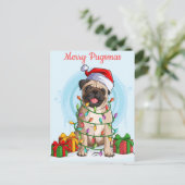 Merry Pugsmas Postcard Postkarte (Stehend Vorderseite)