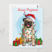Merry Pugsmas Postcard Postkarte (Vorne/Hinten)