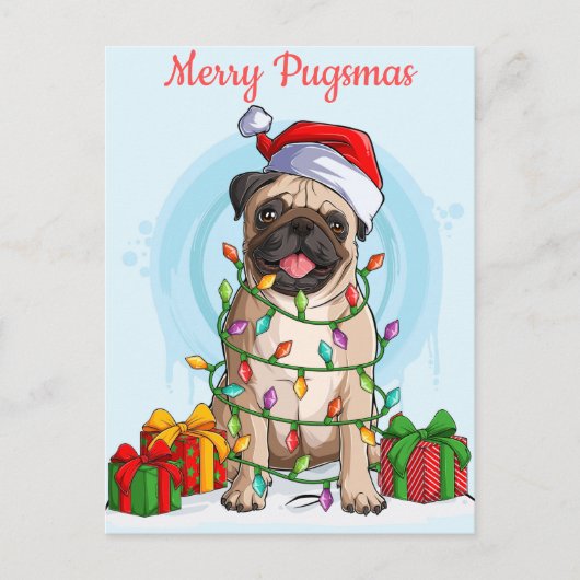 Merry Pugsmas Postcard Postkarte (Vorderseite)