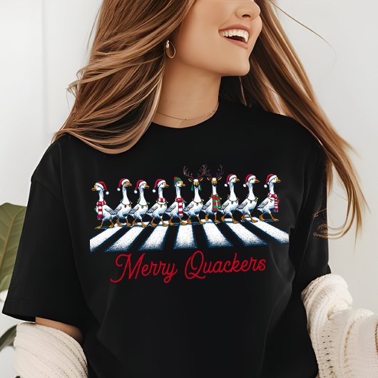 Merry Quackers Christmas Duck Funny Festive Tri-Blend Shirt
