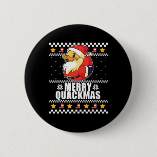 Merry Quackmas Christmas Duck Santa Claus Meme Button