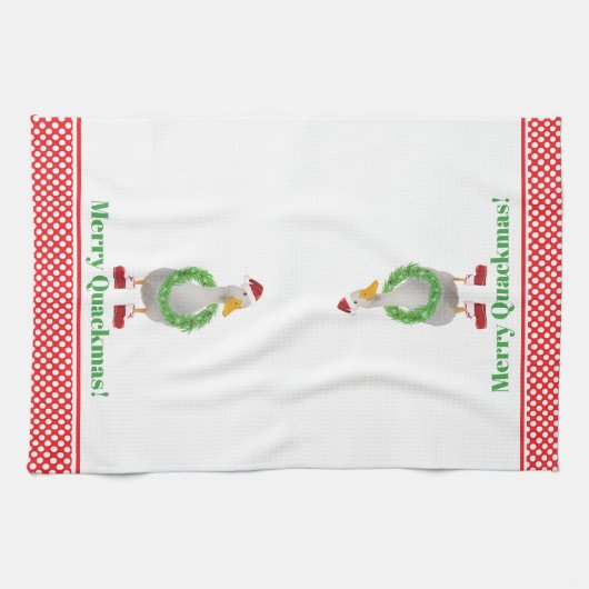 Merry Quackmas Duck Kitchen Handtücher (Horizontal)