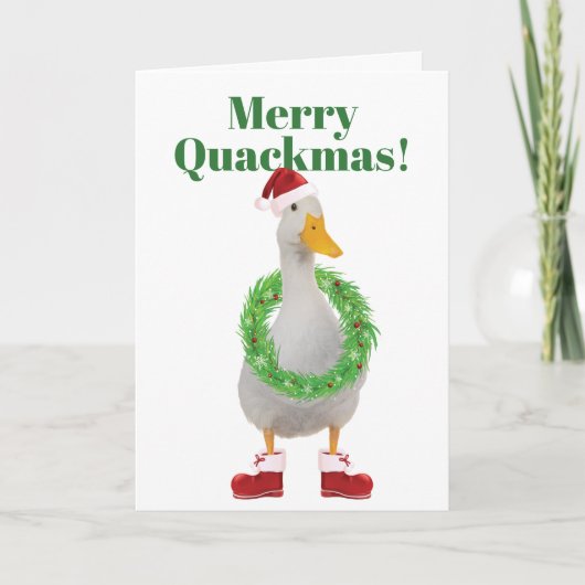 Merry Quackmas Santa Duck Folkkarte Feiertagskarte (Vorderseite)