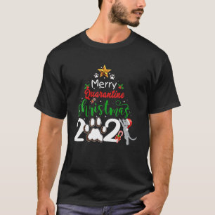 Merry Quarantine Cat Family Christmas 2021 T-Shirt