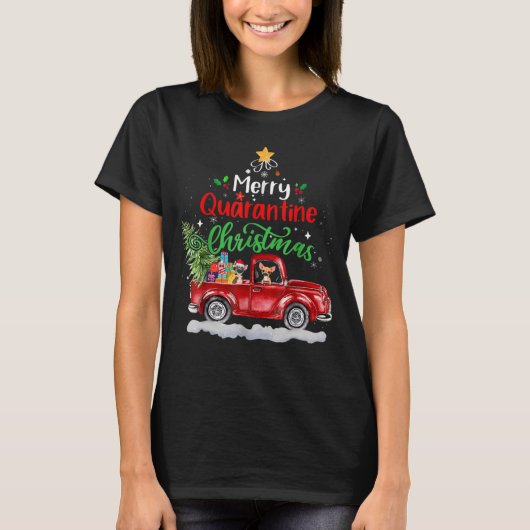 Merry Quarantine Christmas 2020 Chihuahua Ride Red T-Shirt (Vorderseite)