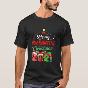 Merry Quarantine Christmas 2021 Reindeer Funny Fam T-Shirt