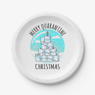 Merry Quarantine Christmas Tree Toilettenpapier Pappteller