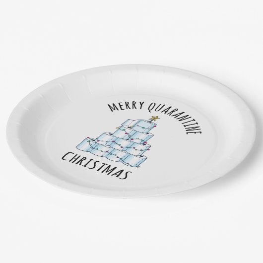 Merry Quarantine Christmas Tree Toilettenpapier Pappteller (Schrägansicht)
