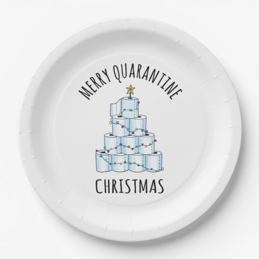 Merry Quarantine Christmas Tree Toilettenpapier Pappteller (Vorderseite)