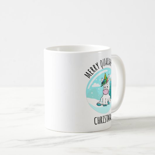 Merry Quarantine Christmas Unicorn Kaffeetasse (VorderseiteRechts)