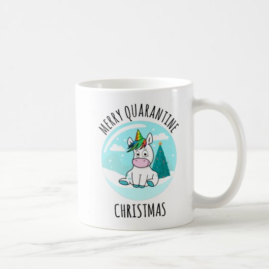 Merry Quarantine Christmas Unicorn Kaffeetasse (Rechts)