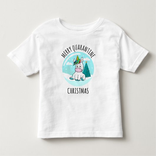 Merry Quarantine Christmas Unicorn Kleinkind T-shirt (Vorderseite)