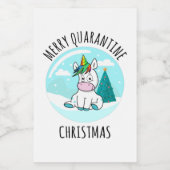 Merry Quarantine Christmas Unicorn Lebensmitteletikett (Einzelnes Label)