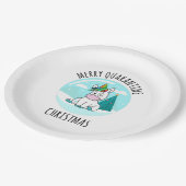 Merry Quarantine Christmas Unicorn Pappteller (Schrägansicht)