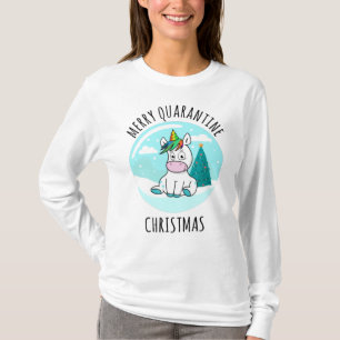 Merry Quarantine Christmas Unicorn T-Shirt
